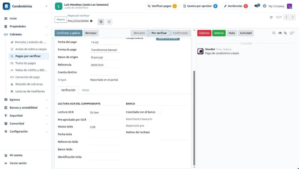Verificación de un pago