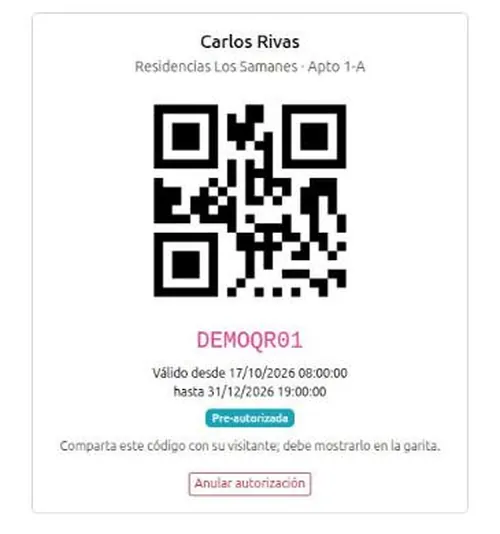 Código QR de visita